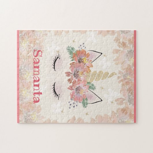 Unicorn, Unicorn Face, gepersonaliseerd Jigzaag Pu Legpuzzel (Horizontaal)