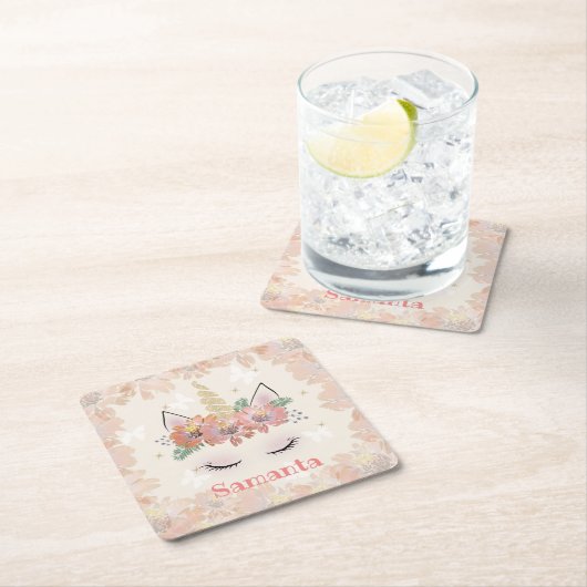 Unicorn, Unicorn Face, gepersonaliseerd Kartonnen Onderzetters (Insitu)