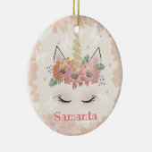 Unicorn, Unicorn Face, gepersonaliseerd Keramisch Ornament (Rechts)