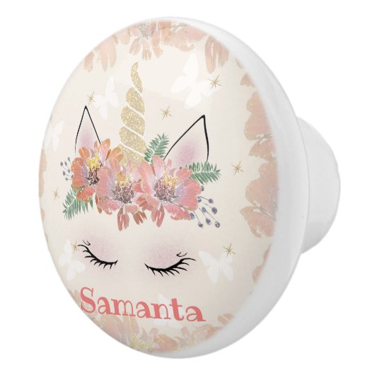 Unicorn, Unicorn Face, gepersonaliseerd Keramische Knop (Rechts)