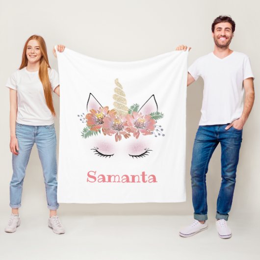 Unicorn, Unicorn Face, gepersonaliseerd, meisjes,  Fleece Deken (In situ)