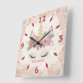 Unicorn, Unicorn Face, gepersonaliseerde  Vierkante Klok (Hoek)