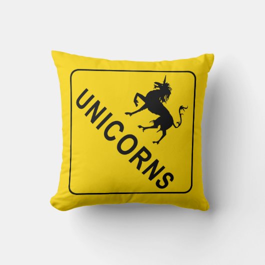 Unicorn - Unicorns Crossing Sign Kussen (Voorkant)