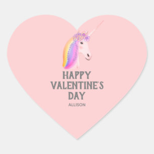 Unicorn Valentijnsdag Blush Pink op maat Hart Sticker