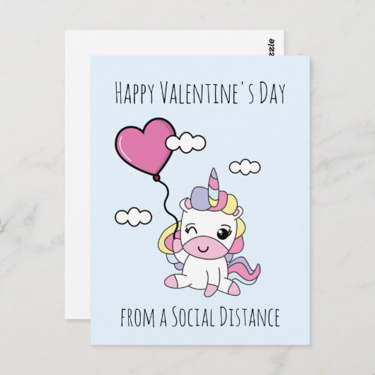 Unicorn Valentijnsdag Briefkaart (Voorkant / Achterkant)
