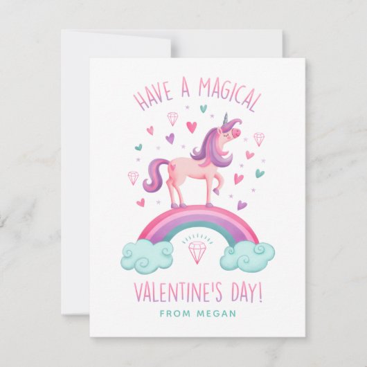 Unicorn Valentijnsdag Wenskaart Notitiekaartje (Voorkant)