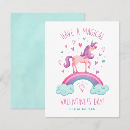 Unicorn Valentijnsdag Wenskaart Notitiekaartje (Voorkant / Achterkant)