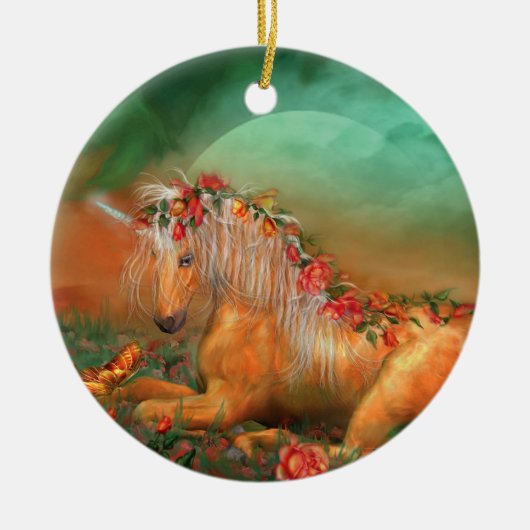 Unicorn van de Rozen Holiday Ornament (Voorkant)