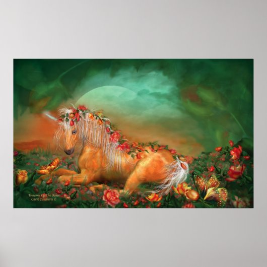 Unicorn van de Rozen Kunst Poster/Druk Poster (Voorkant)