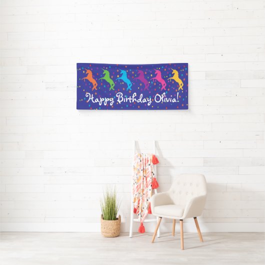 Unicorn verjaardag met confetti spandoek (Insitu)