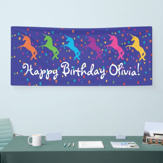 Unicorn verjaardag met confetti spandoek (Beurs)