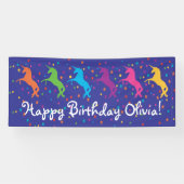 Unicorn verjaardag met confetti spandoek (Horizontaal)