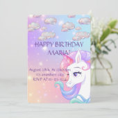 UNICORN VERJAARDAG UITNODIGING, DIGITALE DOWNLOAD SAVE THE DATE (Staand voorkant)