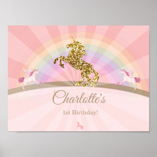 Unicorn verjaardagsbanner | baby shower Unicorn Poster (Voorkant)