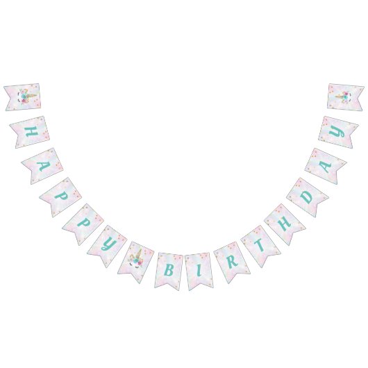 Unicorn verjaardagsbanner vlaggetjes (Alle)