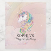 Unicorn verjaardagsfeest decor sprookje wijn etiket (Enkel label)