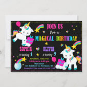 Unicorn verjaardagsfeest kaart (Voorkant)