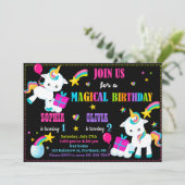 Unicorn verjaardagsfeest kaart (Staand voorkant)