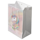 Unicorn verjaardagsfeest medium cadeauzakje (Voorkant Gekanteld)