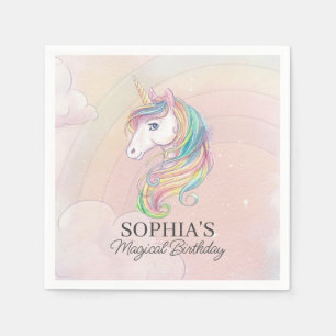 Unicorn verjaardagsfeest regenboogpartij decor servet