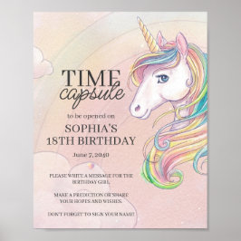 Unicorn verjaardagsfeestje, capsulebord poster