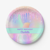 Unicorn verjaardagsfeestje roze roze meisje papieren bordje (Voorkant)