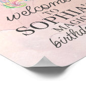 Unicorn verjaardagsfeestje welkomstbord poster (Hoek)