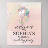 Unicorn verjaardagsfeestje welkomstbord poster (Voorkant)