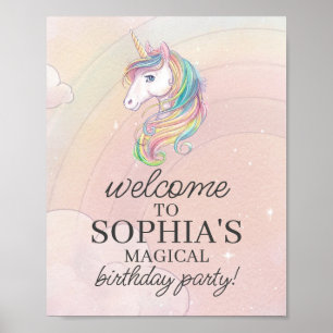 Unicorn verjaardagsfeestje welkomstbord poster