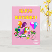 UNICORN verjaardagskaart voor kinderen Kaart (Gele Bloem)