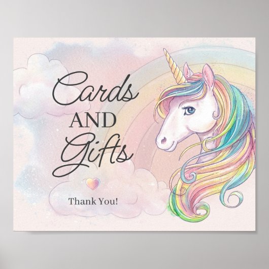 Unicorn verjaardagskaarten en cadeaubonnen poster (Voorkant)