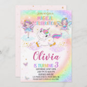 Unicorn verjaardagsuitnodiging Fairy uitnodiging m (Voorkant / Achterkant)