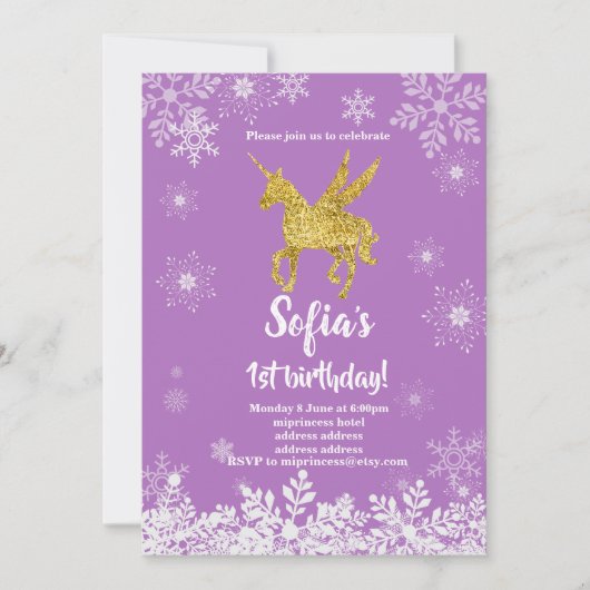 unicorn verjaardagsuitnodiging kaart (Voorkant)