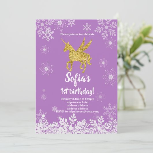 unicorn verjaardagsuitnodiging kaart (Staand voorkant)