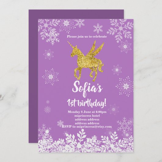 unicorn verjaardagsuitnodiging kaart (Voorkant / Achterkant)