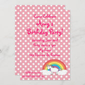 Unicorn verjaardagsuitnodiging kaart (Voorkant / Achterkant)