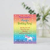 Unicorn verjaardagsuitnodiging kaart (Staand voorkant)