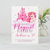 unicorn verjaardagsuitnodiging kaart (Staand voorkant)