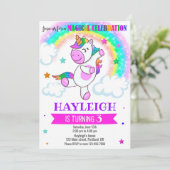 Unicorn verjaardagsuitnodiging kaart (Staand voorkant)