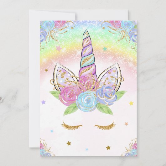 Unicorn verjaardagsuitnodiging Magical unicorn nod Kaart (Achterkant)