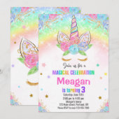 Unicorn verjaardagsuitnodiging Magical unicorn nod Kaart (Voorkant / Achterkant)