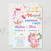 Unicorn verjaardagsuitnodiging voor meisjes Magic Kaart (Voorkant)