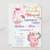 Unicorn verjaardagsuitnodiging voor meisjes Magic  Kaart (Voorkant)