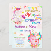 Unicorn verjaardagsuitnodiging voor meisjes Magic  Kaart (Voorkant / Achterkant)