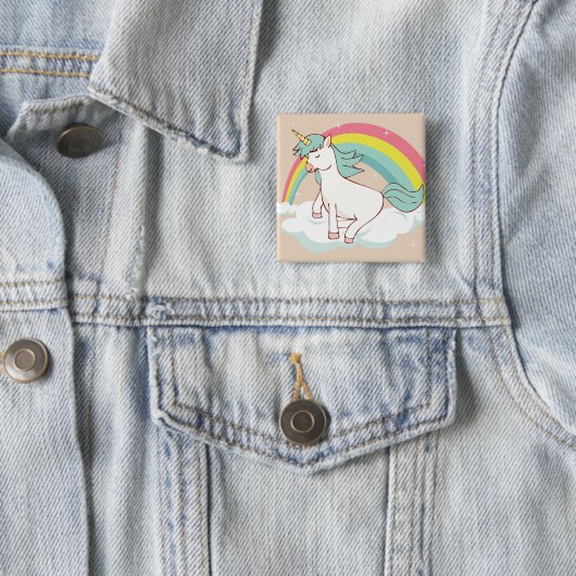 Unicorn Vierkante Button 5,1 Cm (In situ)