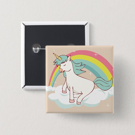 Unicorn Vierkante Button 5,1 Cm (Voorkant /achterkant)