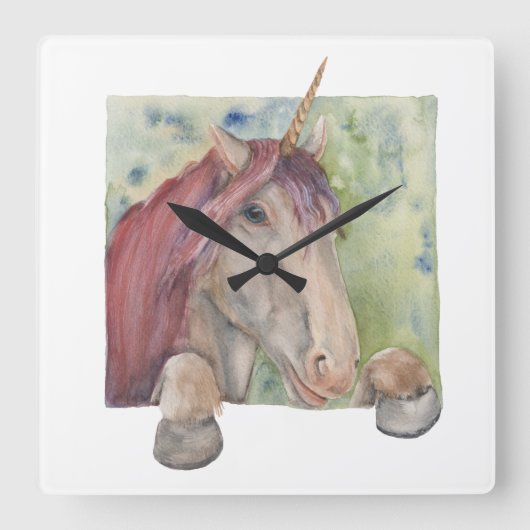 Unicorn Vierkante Klok (Voorkant)