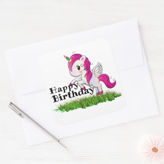 Unicorn Vierkante Sticker (Envelop)