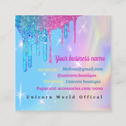 Unicorn Visitekaartje (Achterkant)