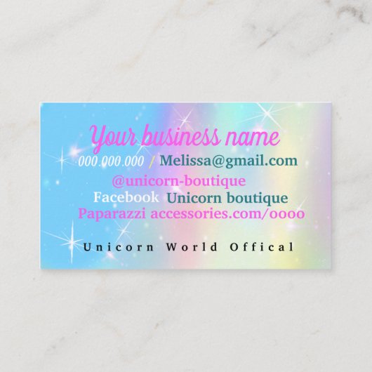 Unicorn Visitekaartje (Achterkant)